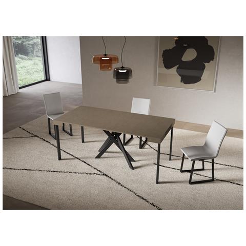 Consolle Allungabile 90x40/300 Cm Saki Tortora Gambe Antracite - Foto 2