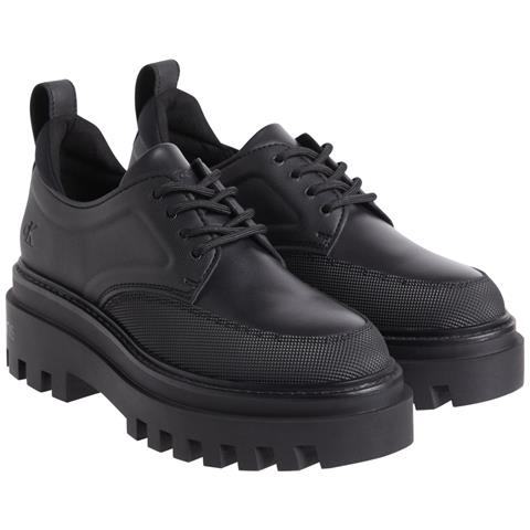 Flatform Laceup Derby Scarpe Eleganti Sintetico Scarpe Donna Nero Eu 38, Yw0yw01502 0gt - Foto 1