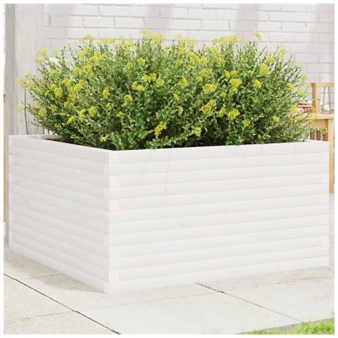 Fioriera da Giardino Bianca 90x90x46 cm Legno Massello di Pino - Foto 2