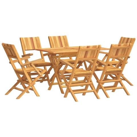 Set da Pranzo da Giardino 7 pz in Legno Massello di Teak - Foto 1