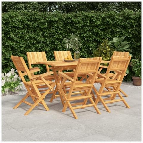 Set da Pranzo da Giardino 7 pz in Legno Massello di Teak - Foto 9
