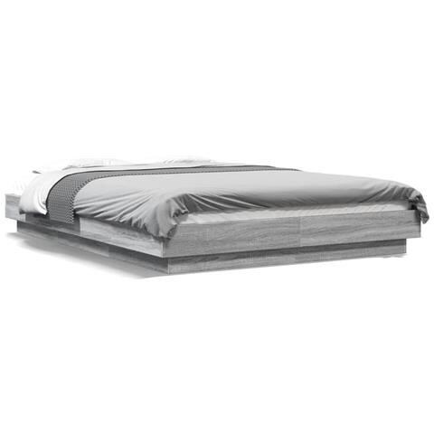 Giroletto Luci LED Grigio Sonoma 140x190 cm Legno Multistrato - Foto 1