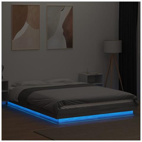 Giroletto Luci LED Grigio Sonoma 140x190 cm Legno Multistrato - Foto 10