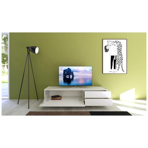 Porta Tv 1 Ribalta/2 Cassetti 160x42x40 Cm Solaria Bianco Lucido - Foto 5