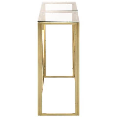 Tavolino Consolle Dorato Acciaio Inossidabile E Vetro Temperato - Foto 3