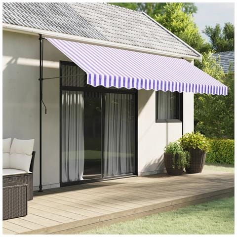 Tessuto Ricambio Per Mantovana Da Tenda Righe Blu E Bianche 4 M - Foto 1