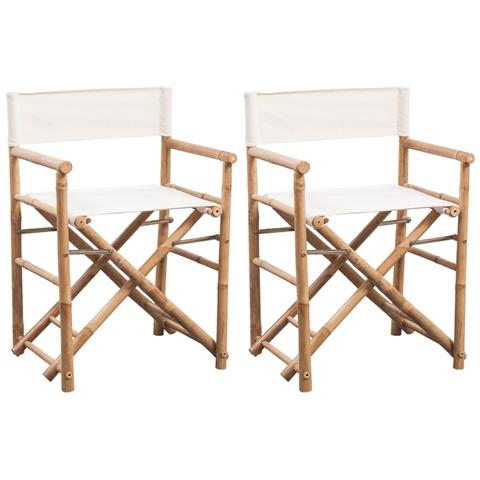 Lusso Casadino -  Sedie Da Regista Pieghevole 2 Pz In Bambù E Tela - Foto 2