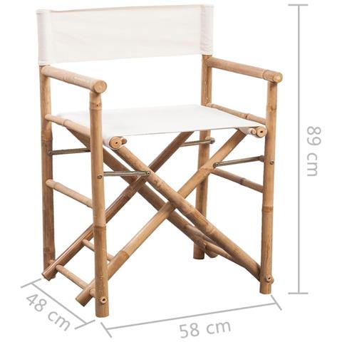 Lusso Casadino -  Sedie Da Regista Pieghevole 2 Pz In Bambù E Tela - Foto 6