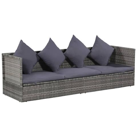 Lettino Da Giardino Grigio 200x60 Cm In Polyrattan - Foto 2