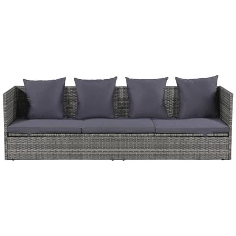 Lettino Da Giardino Grigio 200x60 Cm In Polyrattan - Foto 1