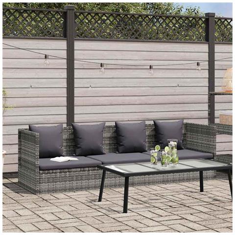 Lettino Da Giardino Grigio 200x60 Cm In Polyrattan - Foto 8