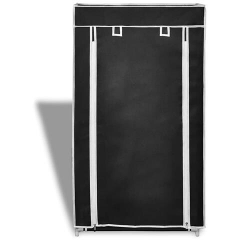 Scarpiera In Tessuto Richiudibile 58 X 28 X 106 Cm Nera - Foto 1