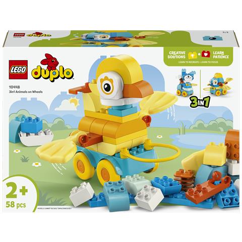 DUPLO 10448 Animali su Ruote 3 in 1, Gioco Educativo per Costruire un'Anatra o un Pesce o un Cane Giocattolo per Bambini2+ - Foto 1