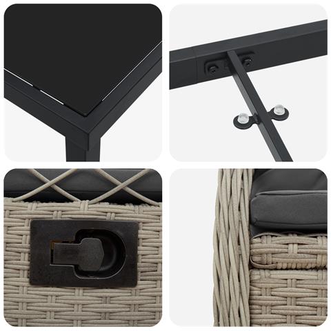 Set da Pranzo da Giardino da 5 Pezzi Grigio Chiaro in Rattan Polimerico - Foto 9