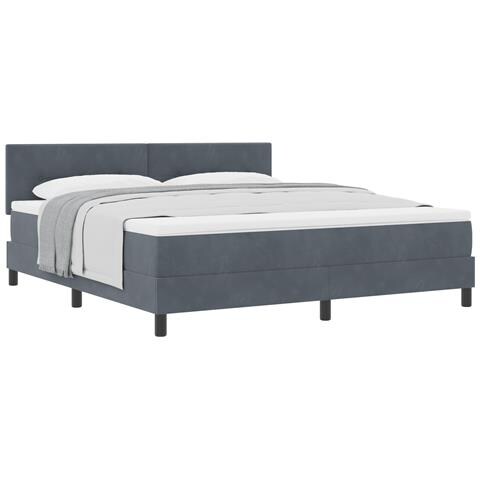 Letto Box Spring con Materasso Grigio Scuro Super King in Velluto - Foto 1