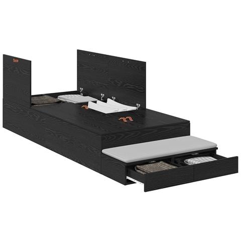 Struttura Letto con Contenitore Nero Rovere 90x190 cm - Foto 1