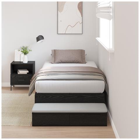 Struttura Letto con Contenitore Nero Rovere 90x190 cm - Foto 2