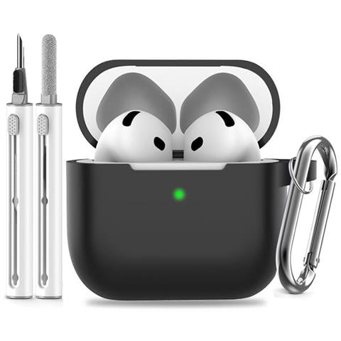 Custodia In Silicone Per Airpods Con Kit Di Pulizia Black Airpods3 - Foto 2