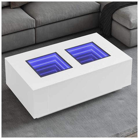 Tavolino da Salotto con LED Infinity Bianco 116x69x40 cm - Foto 2