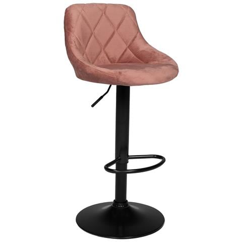 Sgabello Da Bar In Velluto Rosa Robin - Foto 1