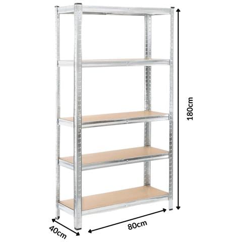 Scaffale In Metallo Componibile 40x80x180cm In Acciaio Zincato Color Metallo - Foto 5