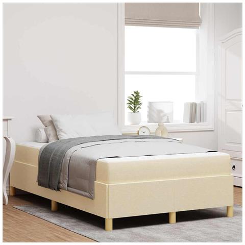 Letto a molle con materasso Crema e Bianco 120 x 200 cm Tessuto - Foto 2