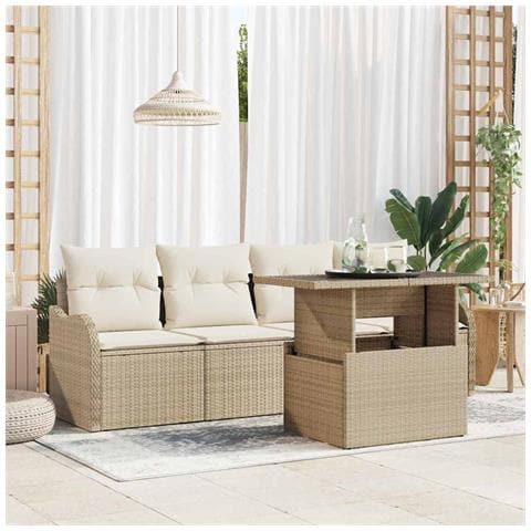 Set Divano da Giardino 5 pcs Beige 100 x 55 x 73 cm Poly Rattan - Foto 2