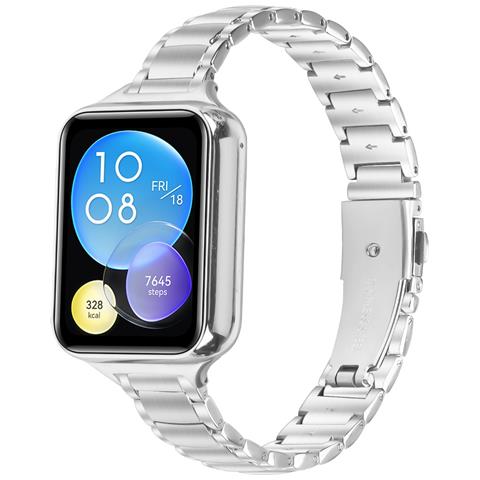 Cinturino In Acciaio Inossidabile Compatibile Con Xiaomi Band 8 Pro / 9 Pro, Redmi Watch 4/5 - Design A Tre Perle Finte Silver - Foto 2