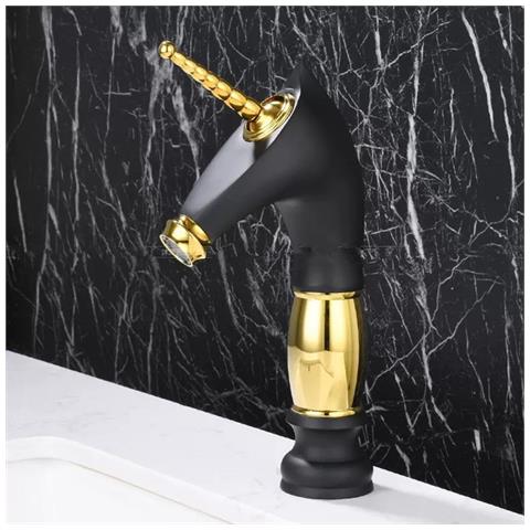 Rubinetto per lavabo da bagno, Blackswan, tipo M274 Unicorn, modello nero medio, misura 27,2 cm - Foto 2