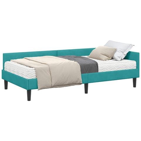 Struttura Letto Angolare con Materasso 2 pcs Turchese Velluto - Foto 1
