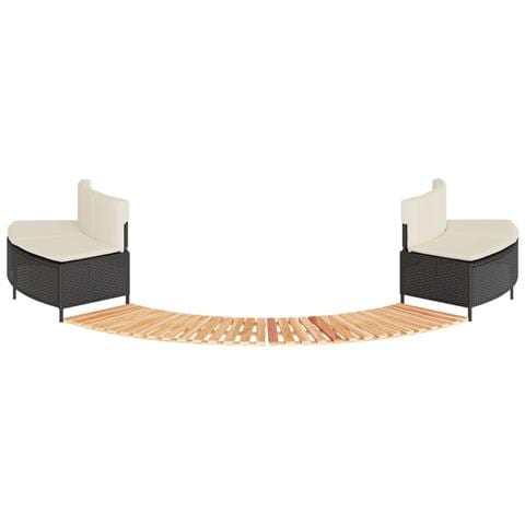 Bordo per Spa Nero in Polyrattan e Legno Massello di Acacia - Foto 1