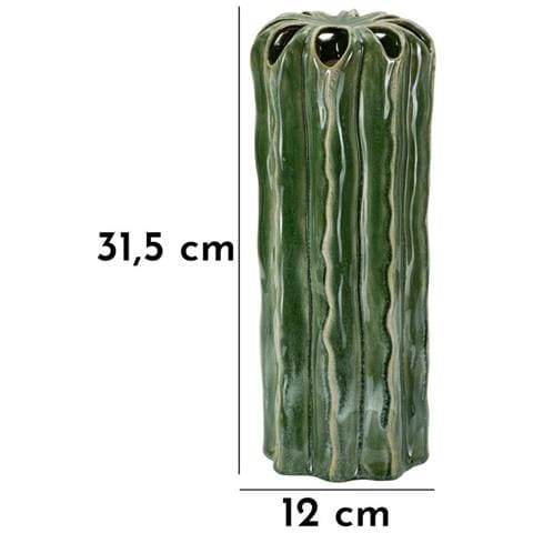 Vaso Cactus Tall In Ceramica Verde A Forma Di Cactus - Foto 7