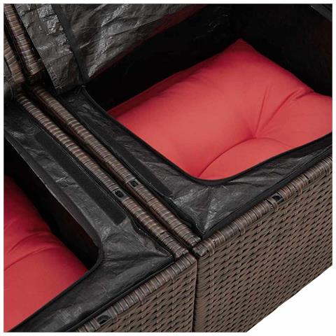 Set Divano da Giardino 10 pcs Marrone e Rosso polyrattan - Foto 9