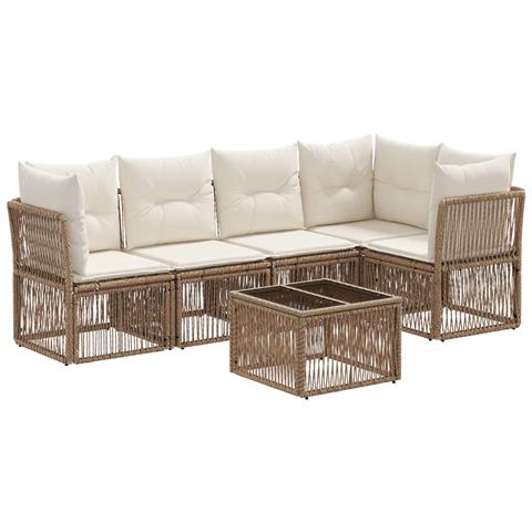 Set Divano da Giardino 6 pcs Beige polyrattan - Foto 1