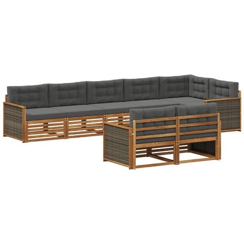 Set di divani da esterno con cuscino 8 pcs Naturale e Antracite - Foto 1