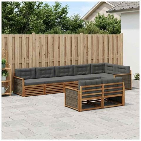 Set di divani da esterno con cuscino 8 pcs Naturale e Antracite - Foto 2