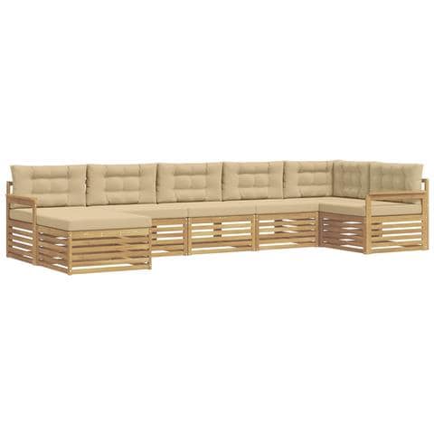 Set di divani da esterno con cuscino 7 pcs Bianco e Beige - Foto 1