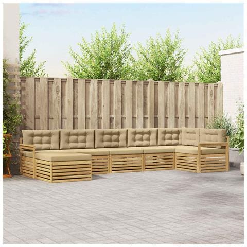 Set di divani da esterno con cuscino 7 pcs Bianco e Beige - Foto 2