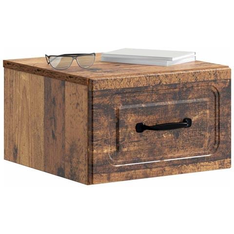 Mobiletto da notte a muro Legno antico 34,5 x 33 x 20 cm - Foto 2