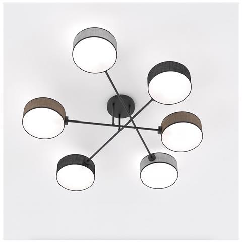 Lampada A Sospensione Maga A Sei Bracci In Acciaio E Tessuto - Foto 2