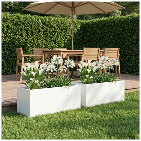 Vaso da giardino 2 pz Bianco 60 x 20 x 20 cm - Foto 2