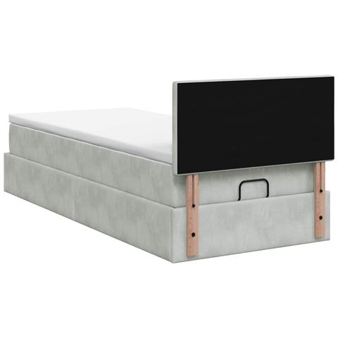 Letto ottomano con materasso Grigio Chiaro 90 x 190 cm Velluto - Foto 9