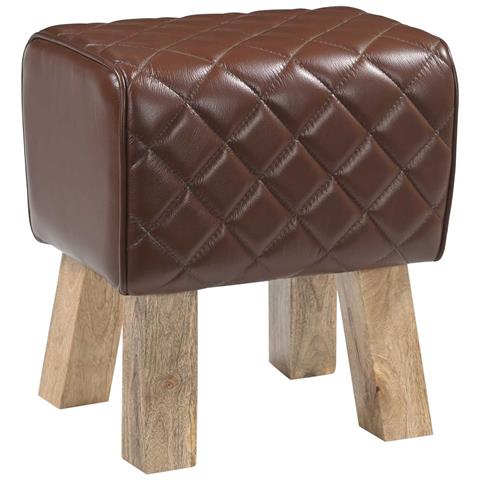 panchina 40 x 30 x 45 cm Pelle Vera Marrone diamante - Foto 1