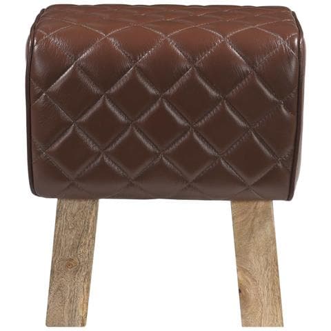 panchina 40 x 30 x 45 cm Pelle Vera Marrone diamante - Foto 2