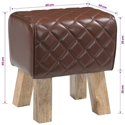 panchina 40 x 30 x 45 cm Pelle Vera Marrone diamante - Foto 8
