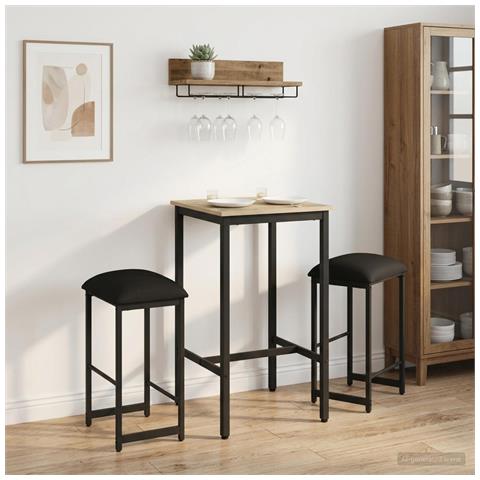 Sgabello da bar 2 pz Nero 40 x 32 x 64 cm Legno ingegnerizzato - Foto 2