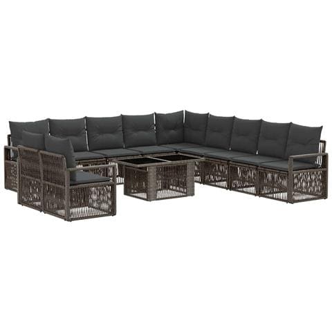 Set Divano da Giardino 12 pz Grigio e Grigio Scuro polyrattan - Foto 1