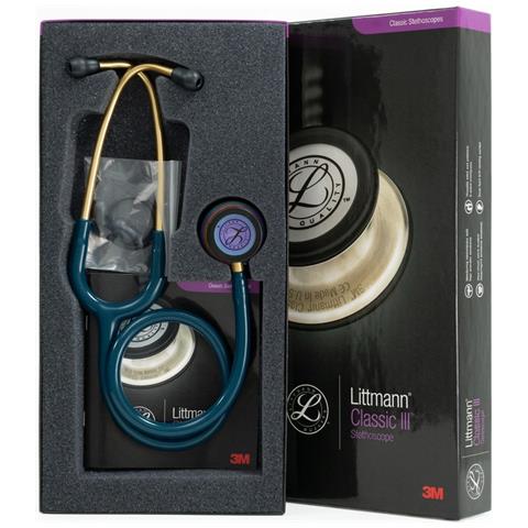 Stetoscopio Littmann Classic Iii 5807 Professionale Rainbow Arcobaleno Tubo Blu Caraibi Doppia Testa Acustica Oem - Foto 5