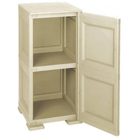Mobiletto Mono Anta + 1 Ripiano Cm 40x43x85,5 In Resina Colore Angora - Omnimodus - 8085564 - Foto 2