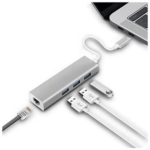 Mini Docking Station Universale USB-C 3.1 / 3x USB-A 3.0 Colore Argento - Foto 2